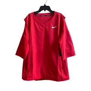 Mens Red Vneck Nike Baseball Top 3/4 sleeve sz L